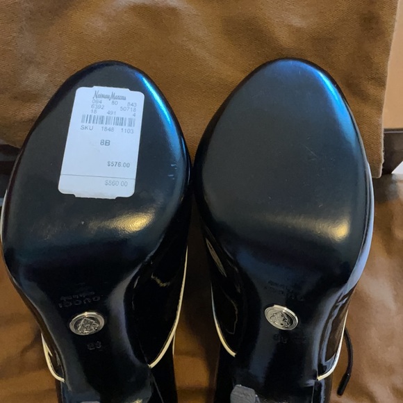 Gucci Black Patent Leather Newton Ankle Peep Toe Booties - NEW - Picture 10 of 12
